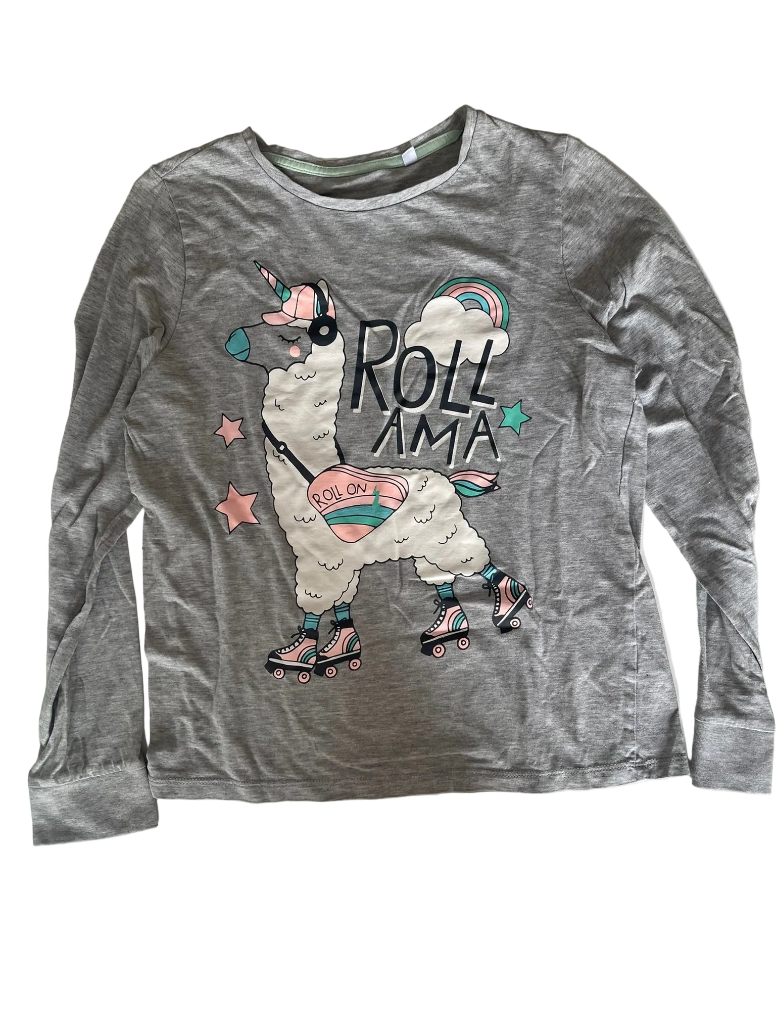 T-shirt manches longues bébé – Vert sauge uni