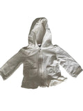 Gilet zippé à capuche blanc crème pour bébé avec poches brodées