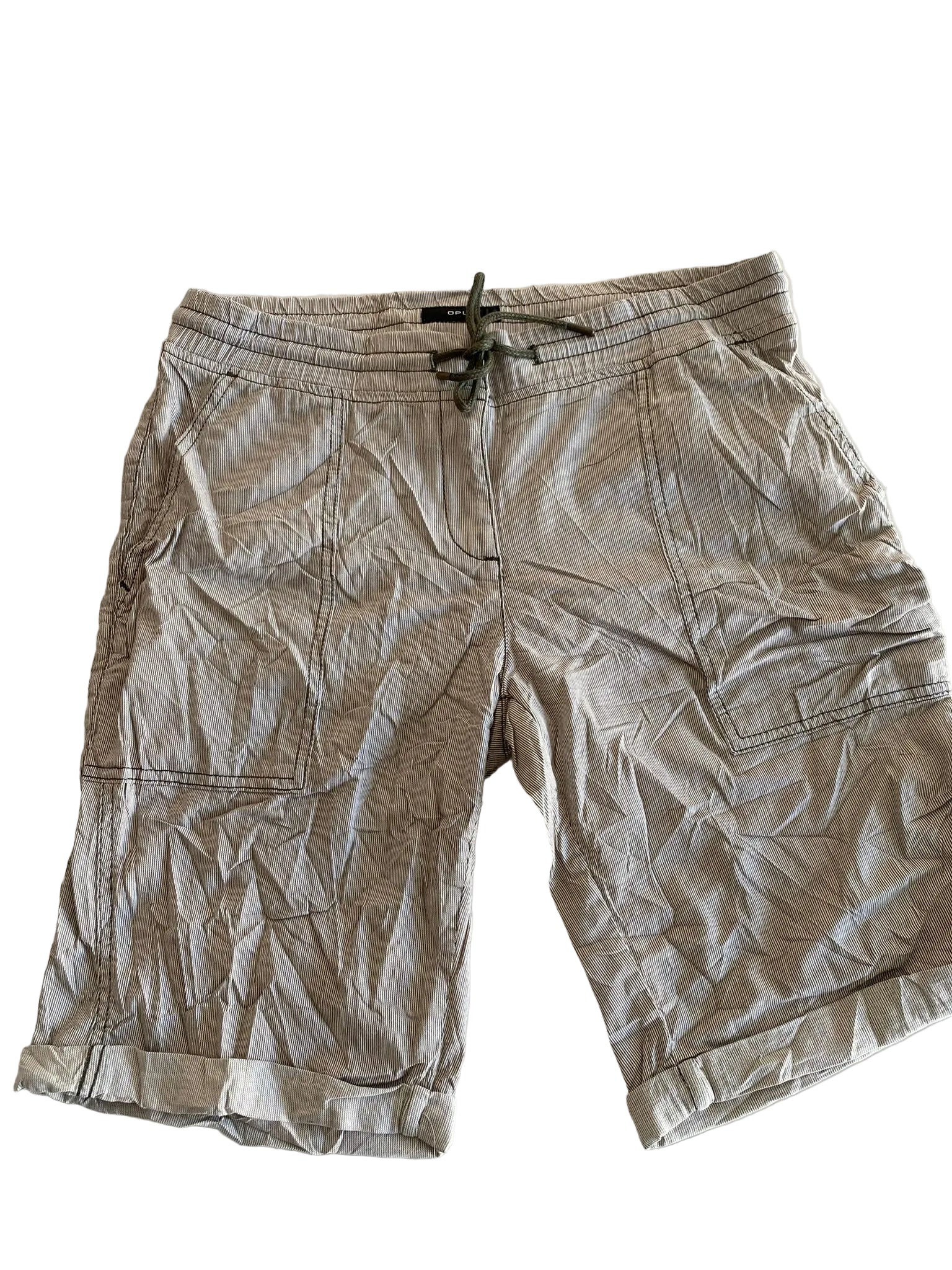 Bermuda cargo rayé beige kaki cordons