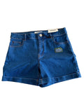Short jean bleu denim revers taille haute