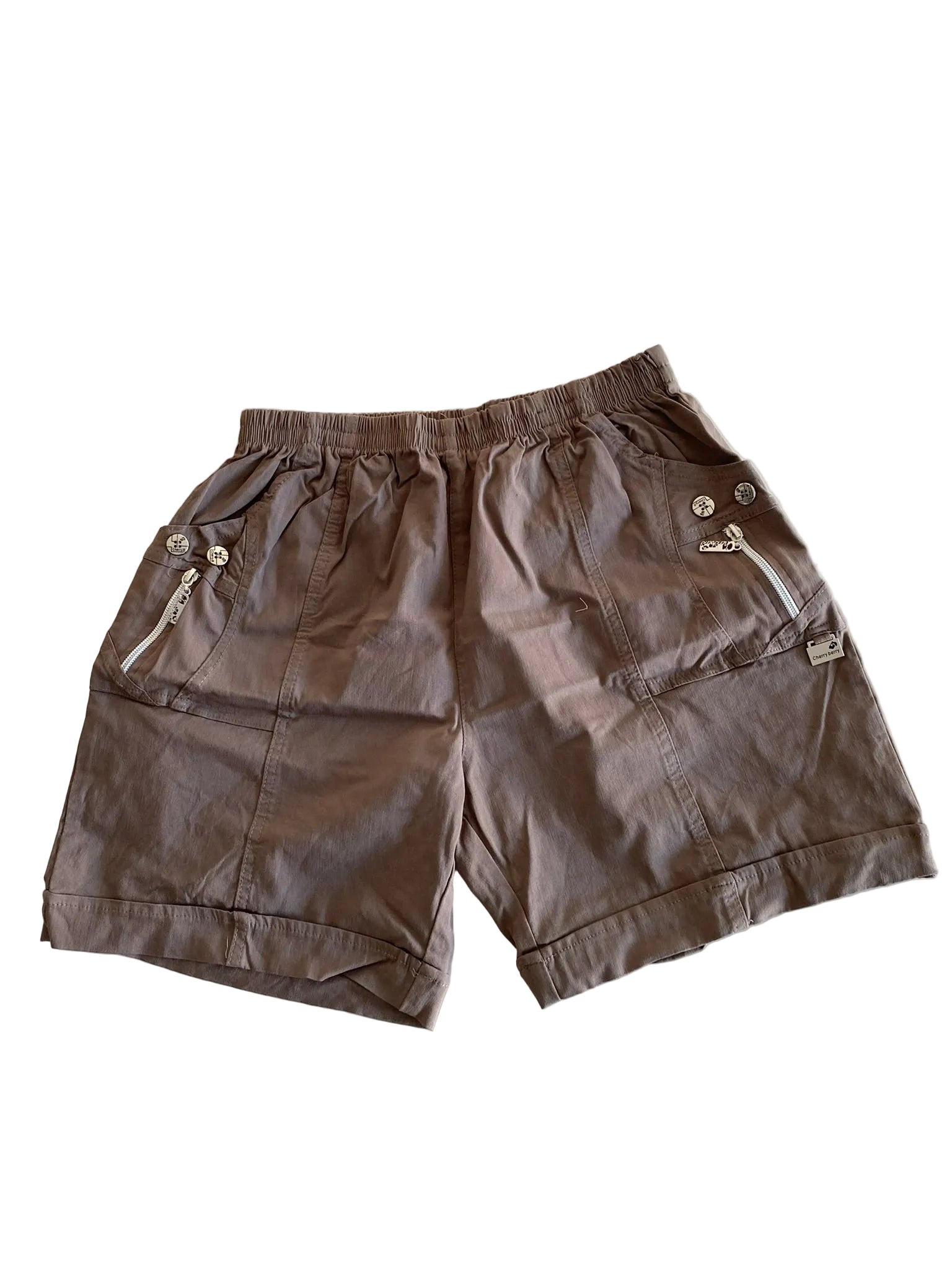 Short cargo taupe poches zippées revers