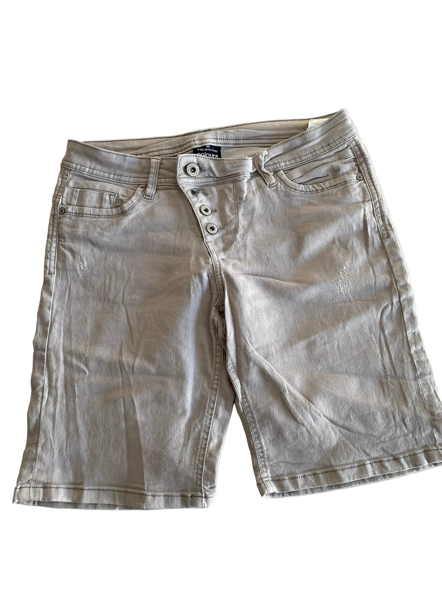 Bermuda jean gris clair boutons fly