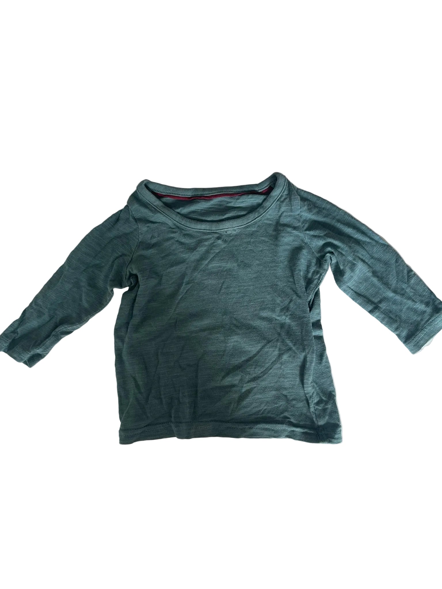 T-shirt manches longues en coton chiné vert canard