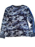 T-shirt manches longues garçon motif camouflage bleu