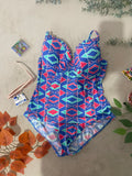 Maillot de bain 1 pièce à motifs géométriques ethniques Taille S