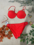 Maillot de bain 2 pièces texturé rouge corail 3 XL