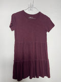 Robe t-shirt bordeaux à volants