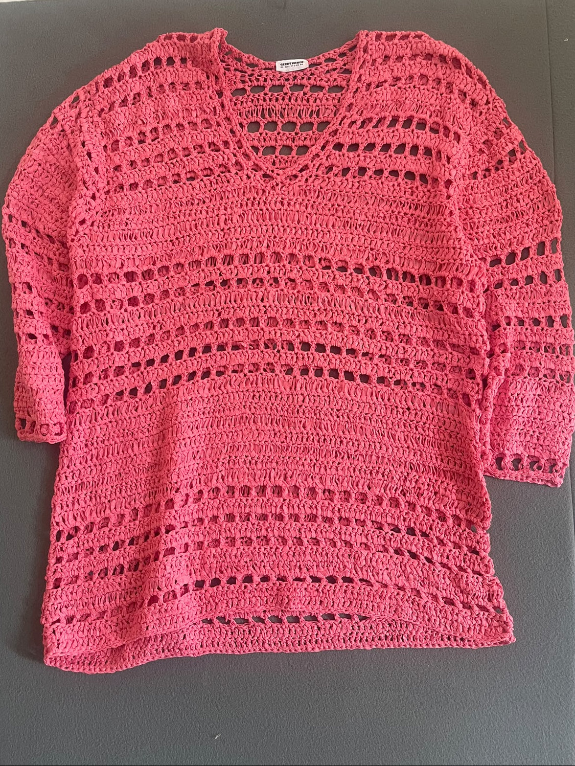 Pull ajouré crochet rose corail Gerry Weber Edition – style vintage Y2K