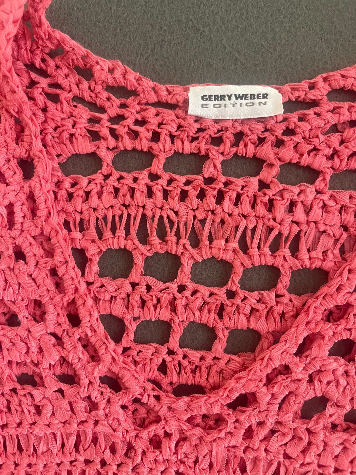 Pull ajouré crochet rose corail Gerry Weber Edition – style vintage Y2K