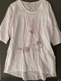 Tunique en lin blanc fleur aquarelle Made in Italy