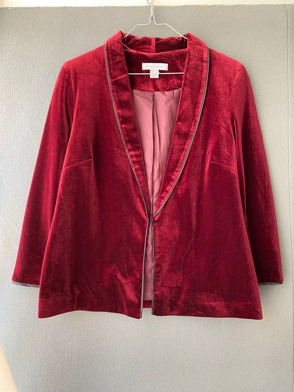 Blazer en velours bordeaux à col châle