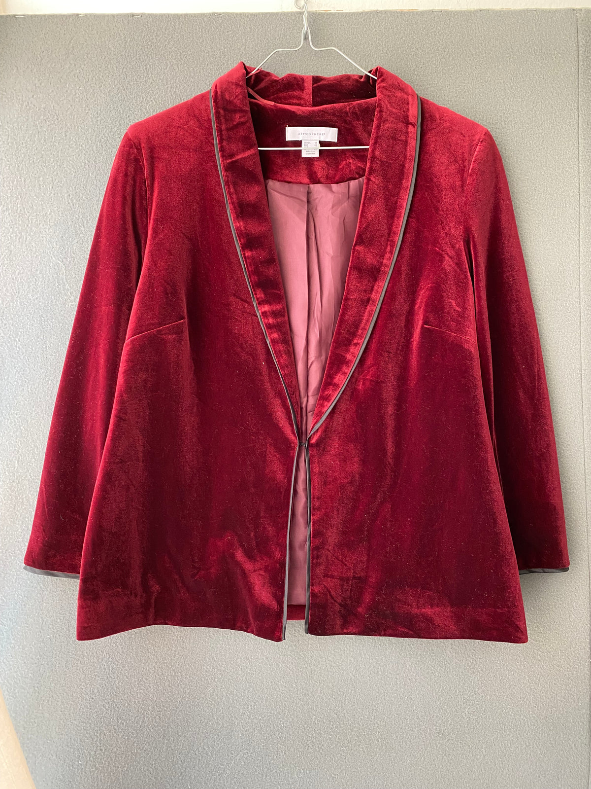 Blazer en velours bordeaux à col châle