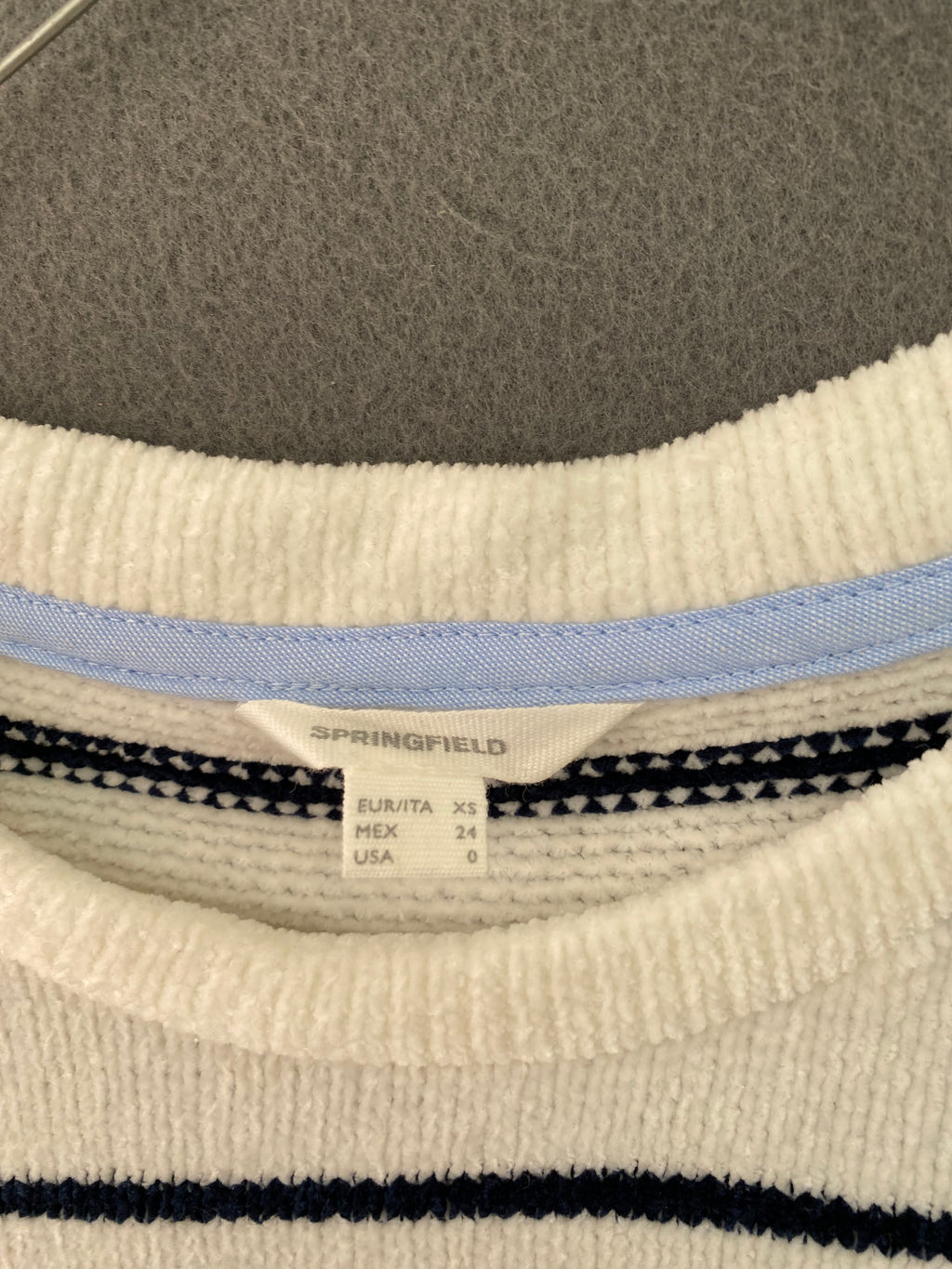 Pull marinière en chenille effet 2 en 1 chemise