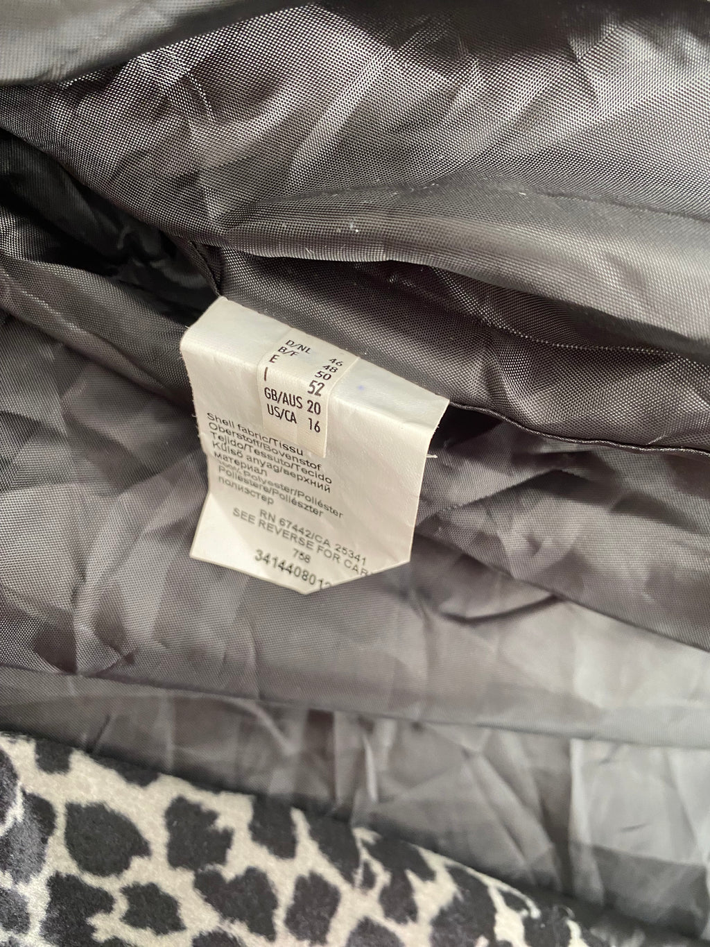 Veste trapèze léopard gris à grand col