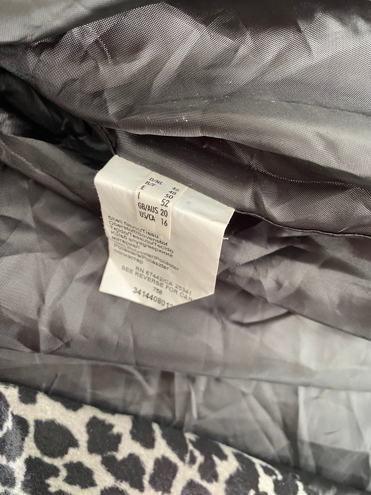 Veste trapèze léopard gris à grand col