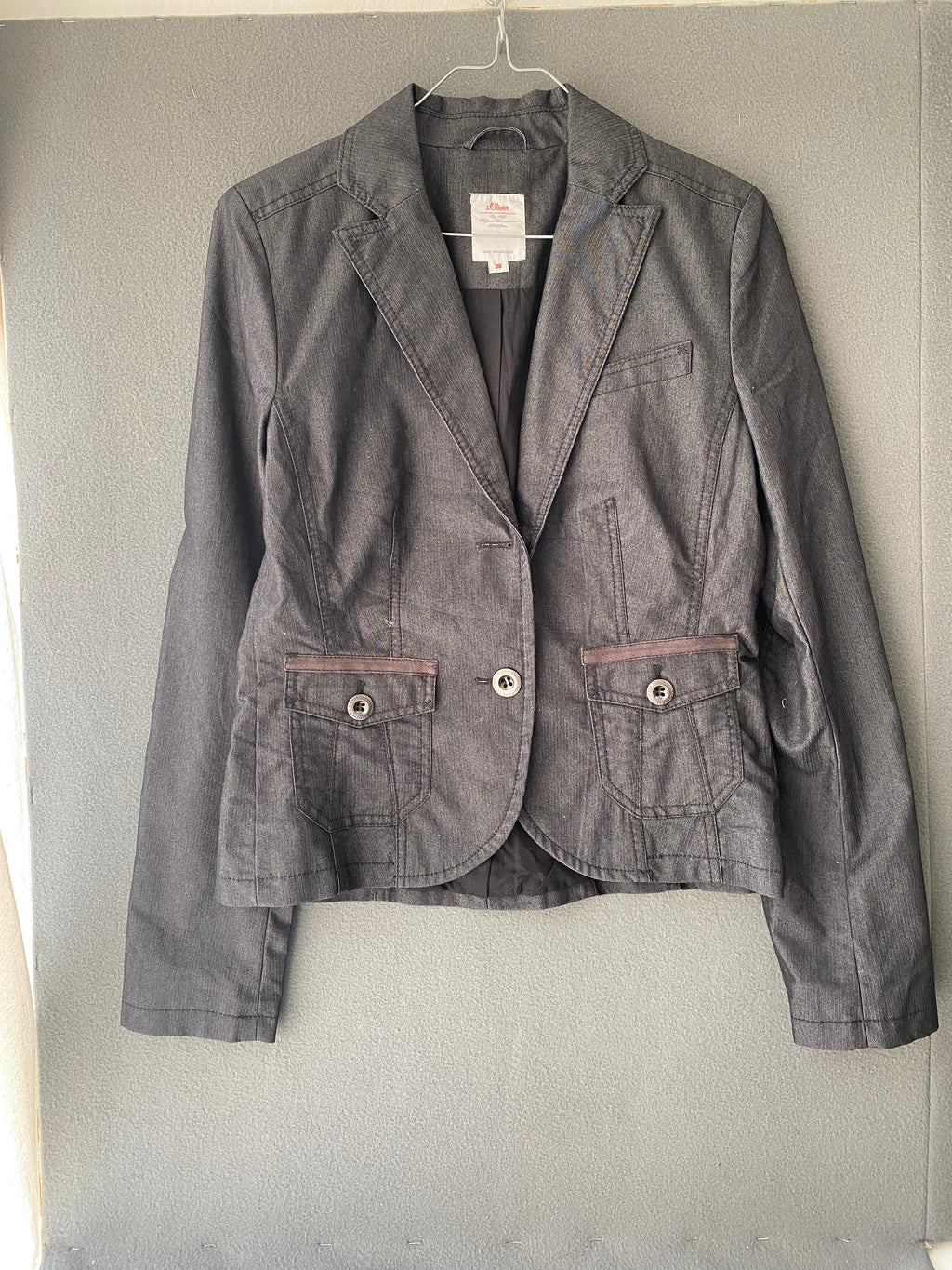 Blazer gris anthracite à poches cargo