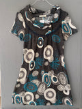 Robe en maille grise motifs cercles lavand.