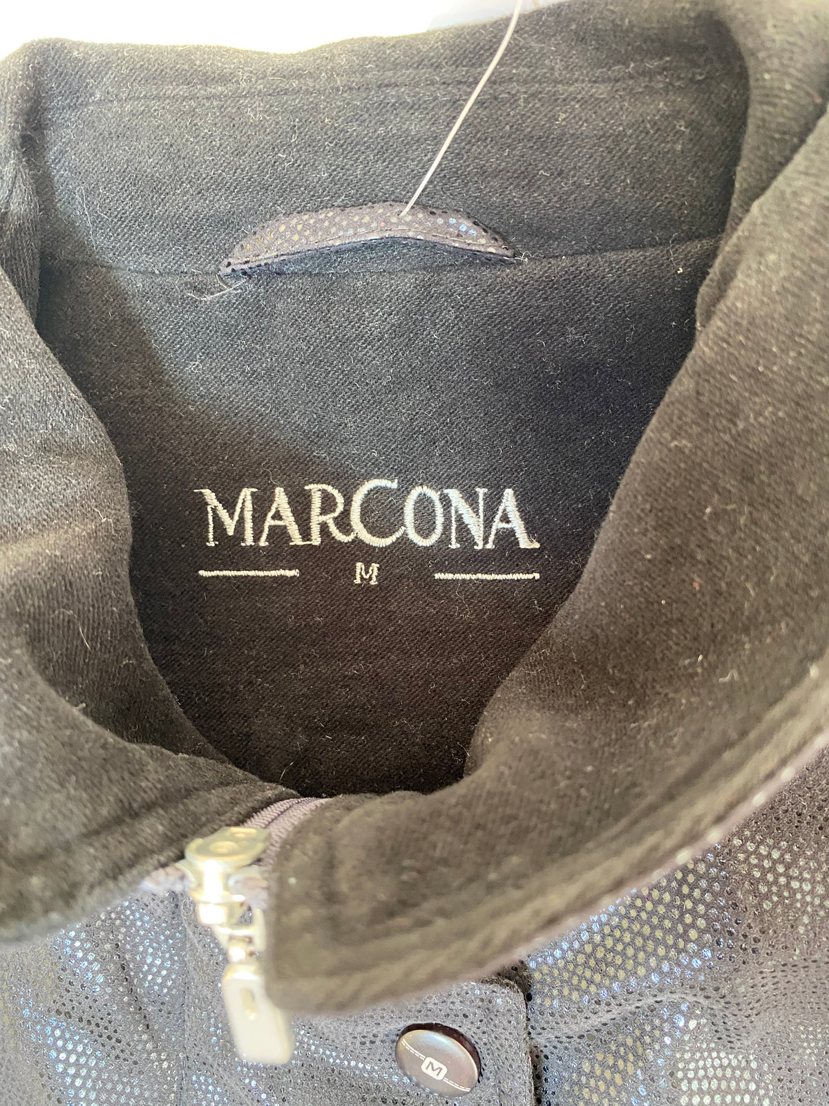 Veste Marcona noire effet reptile – col suédine