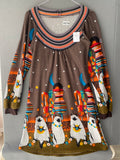 Robe tunique imprimé chats et lune