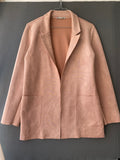 Blazer en suédine rose poudré à poches plaquées