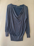 Pull col bénitier bleu marine pailleté
