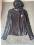 Veste polaire noire à capuche bi-matière