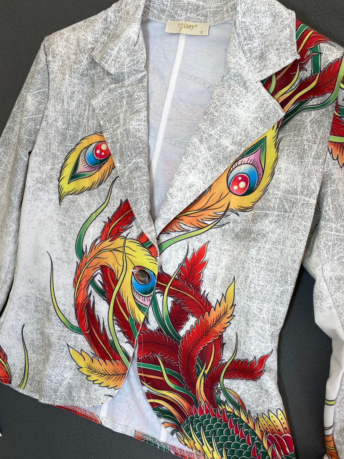 Blazer imprimé phénix et plumes de paon Missy