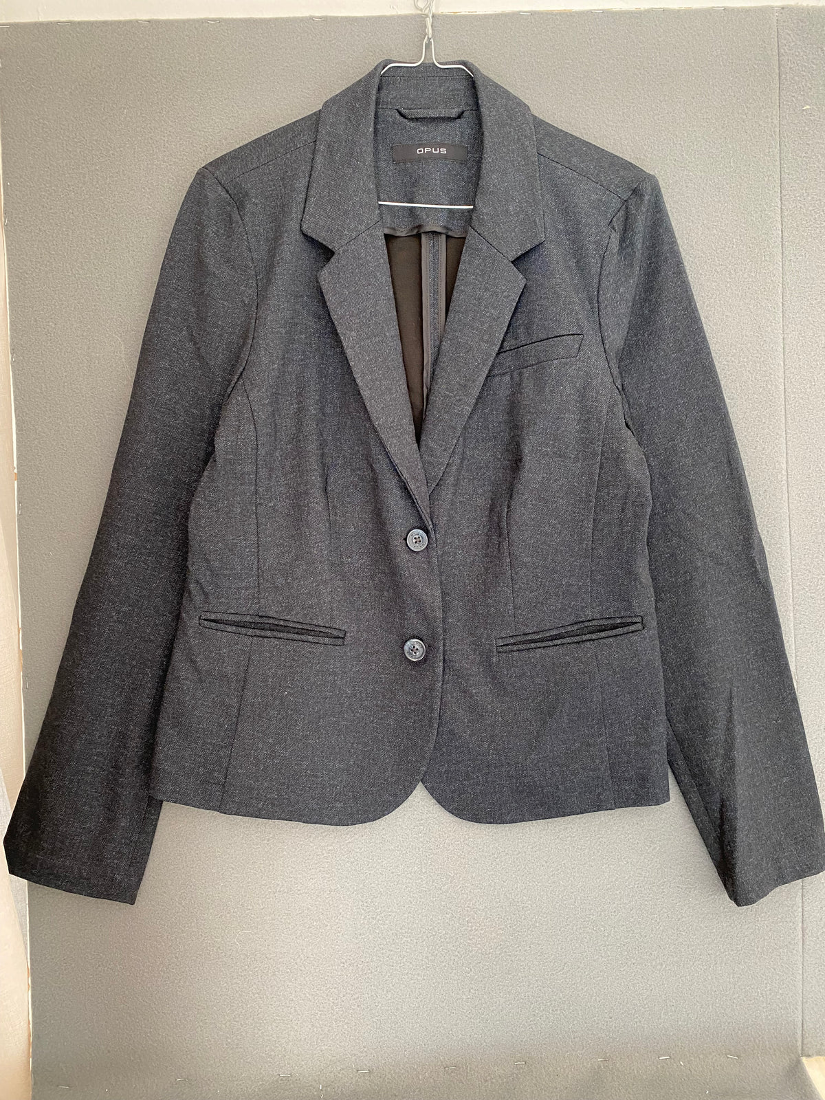 Blazer gris anthracite chiné à deux boutons