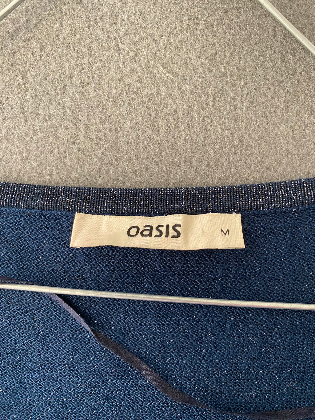 Pull col bénitier bleu marine pailleté