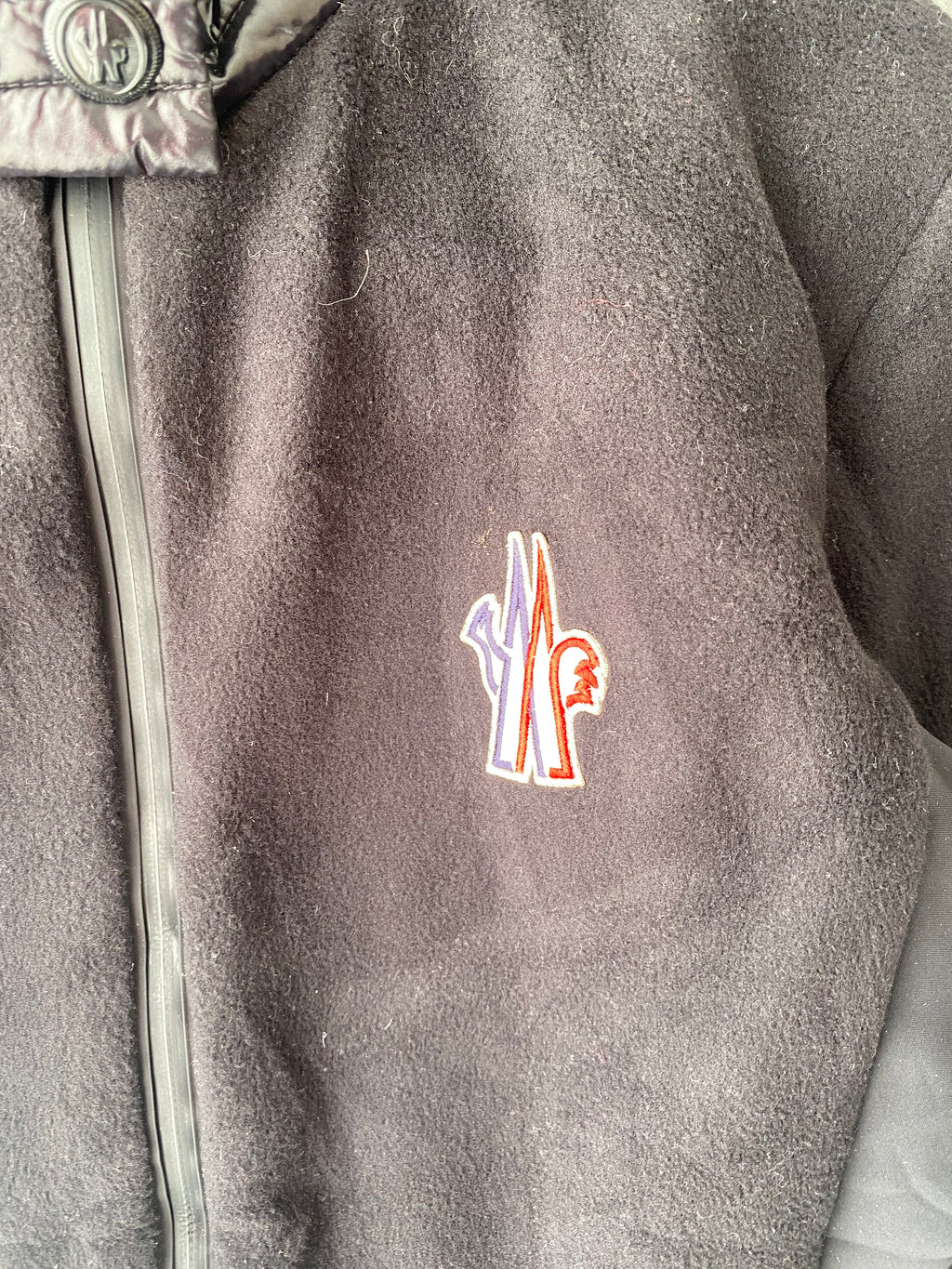Veste polaire noire à capuche bi-matière