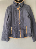 Veste matelassée bleu marine à liserés camel
