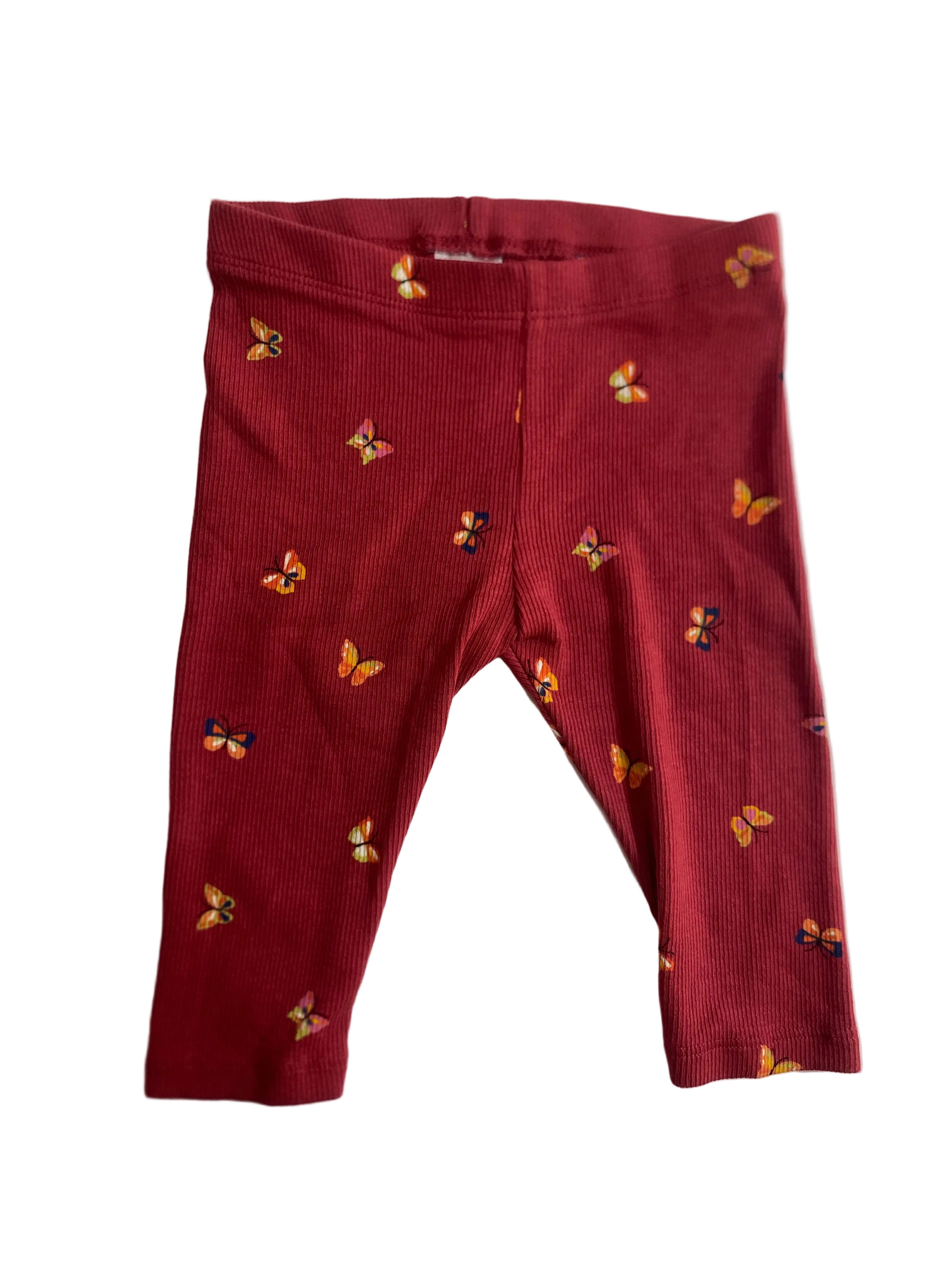 Legging bébé bordeaux imprimé papillons