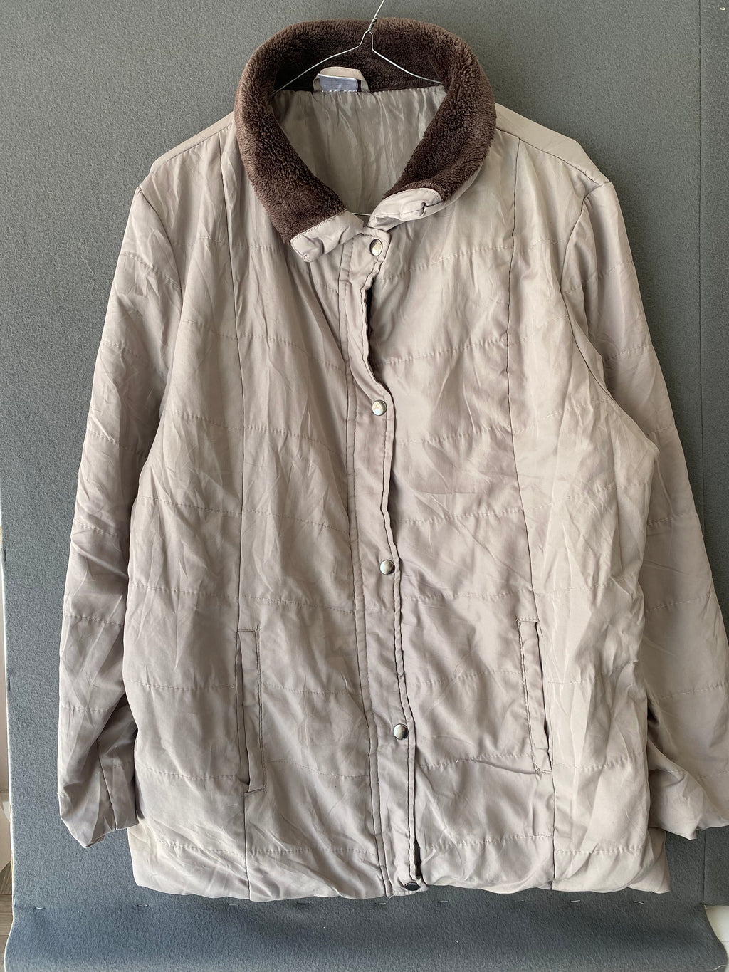 Veste matelassée taupe col sherpa