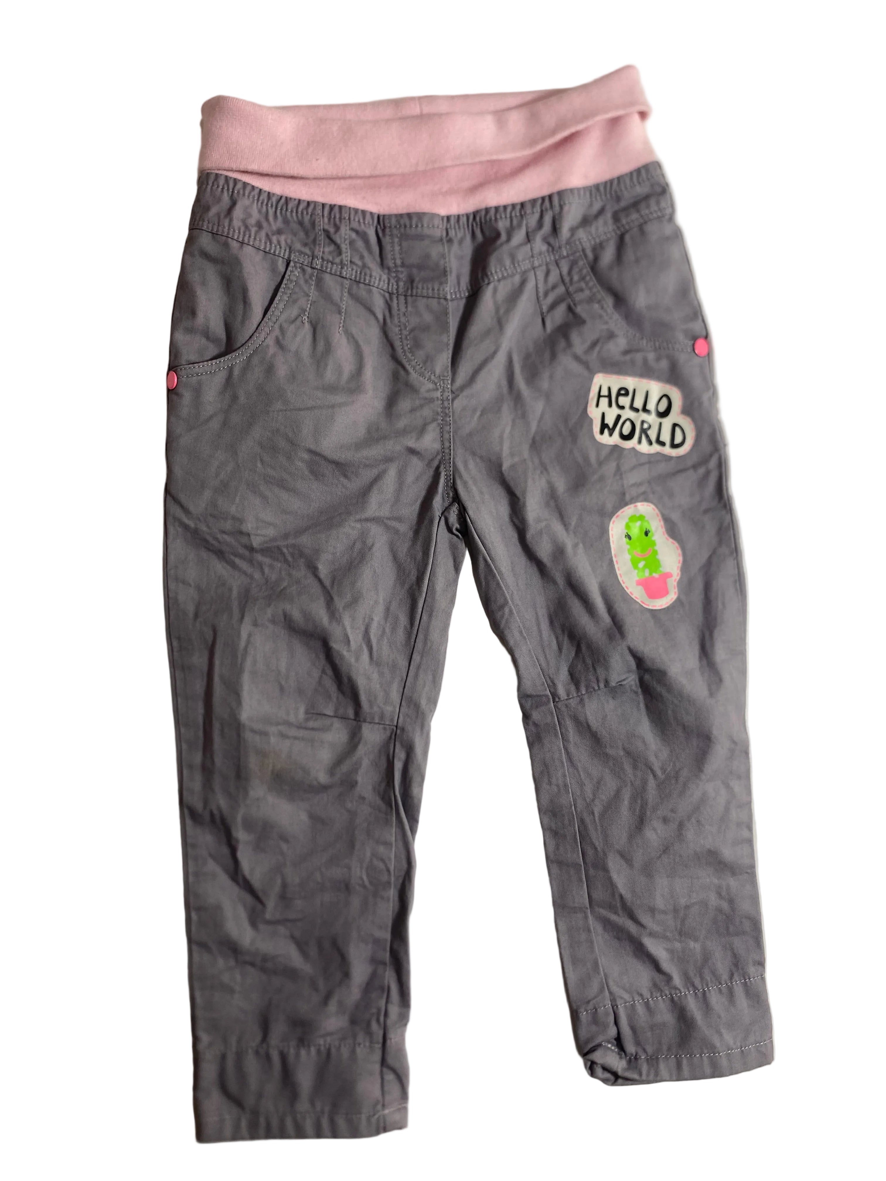 Pantalon gris Hello World fille