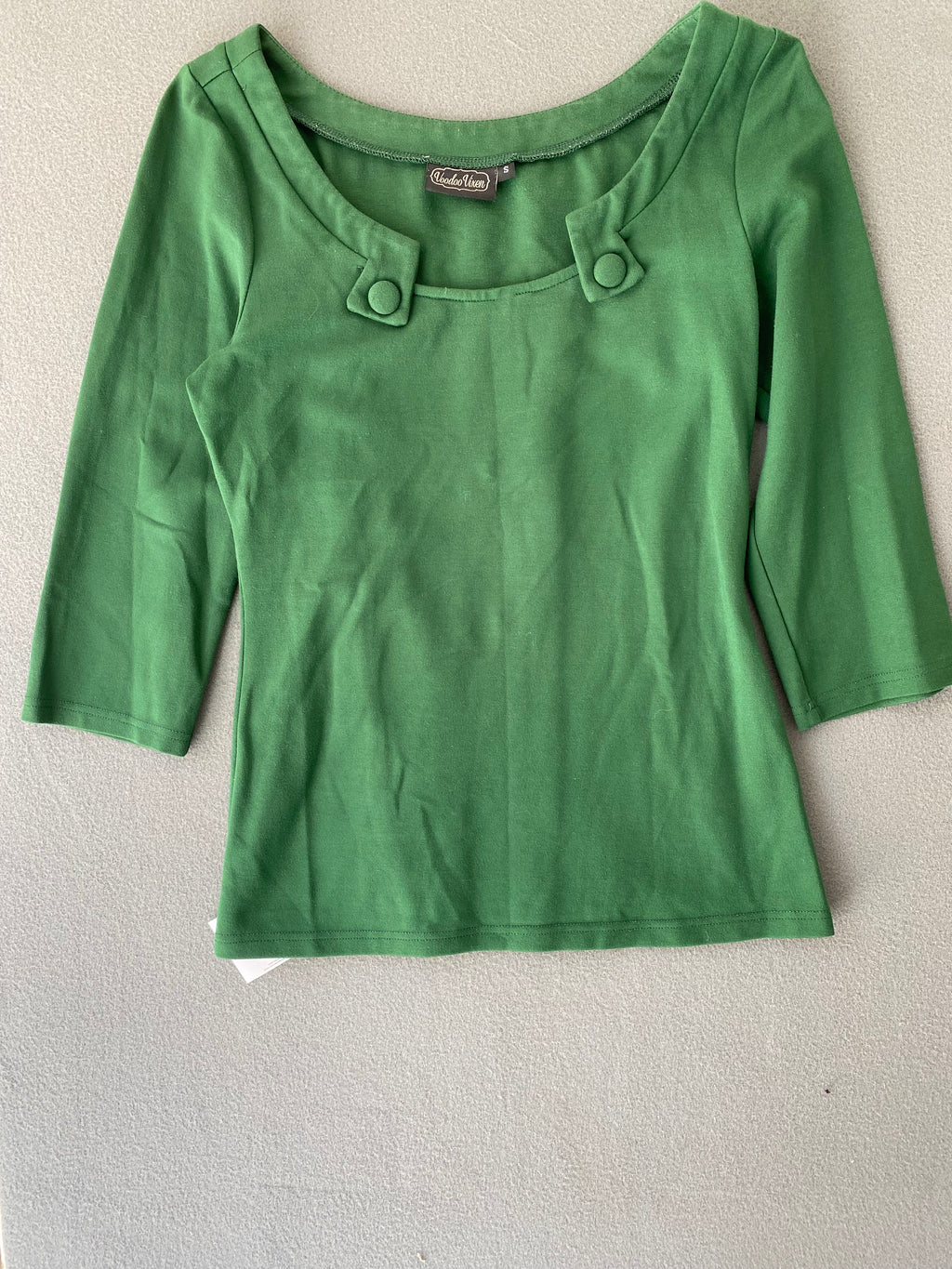 Top rétro vert Voodoo Vixen manches 3/4