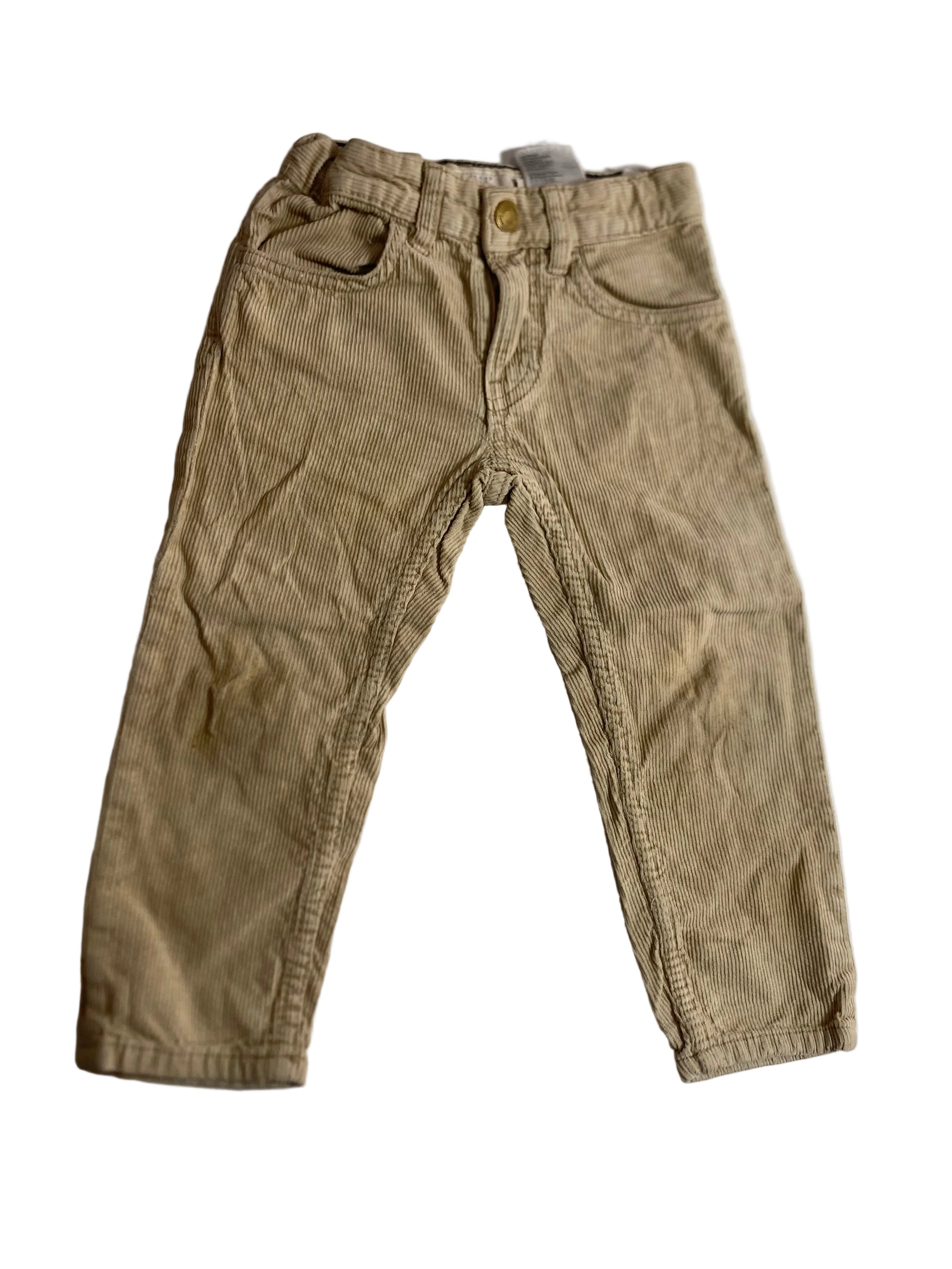 Pantalon velours côtelé beige enfant