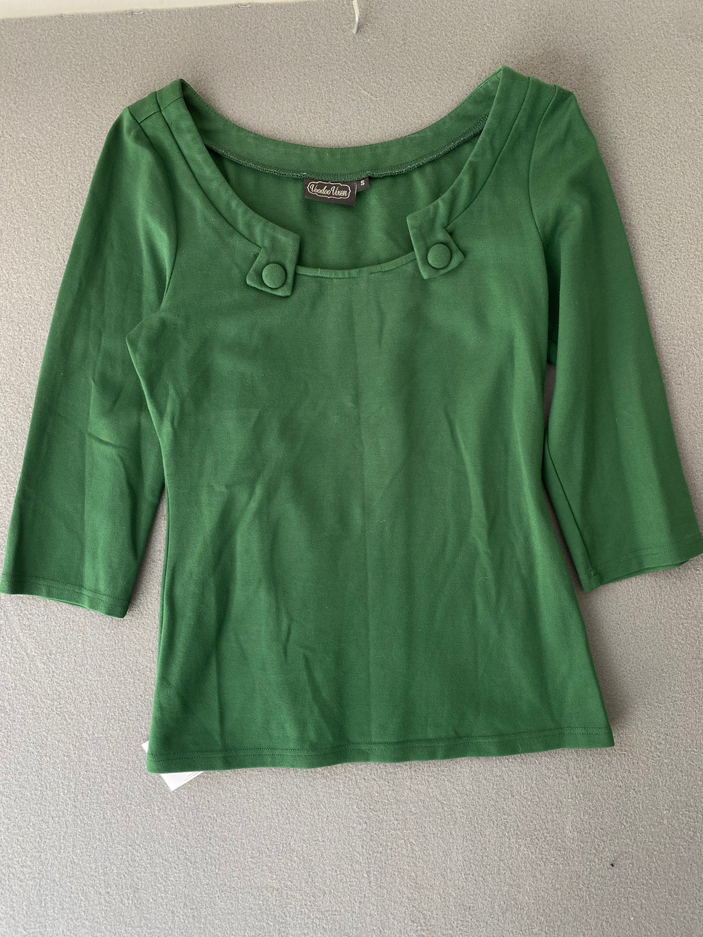 Top rétro vert Voodoo Vixen manches 3/4
