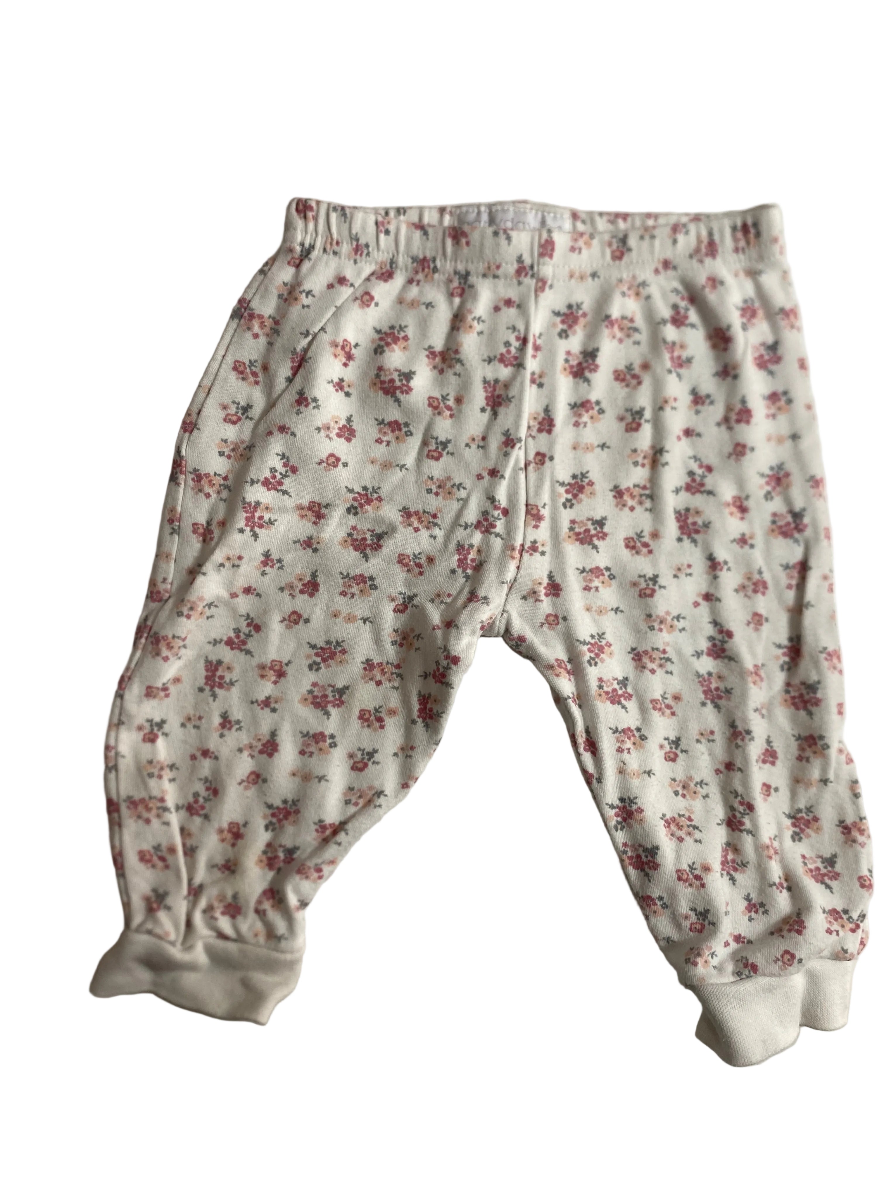 Pantalon bébé blanc fleuri liberty