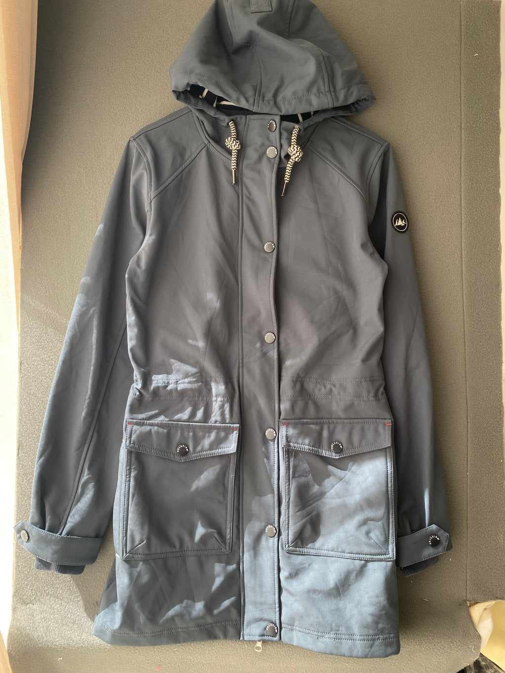 Parka softshell bleu marine à capuche