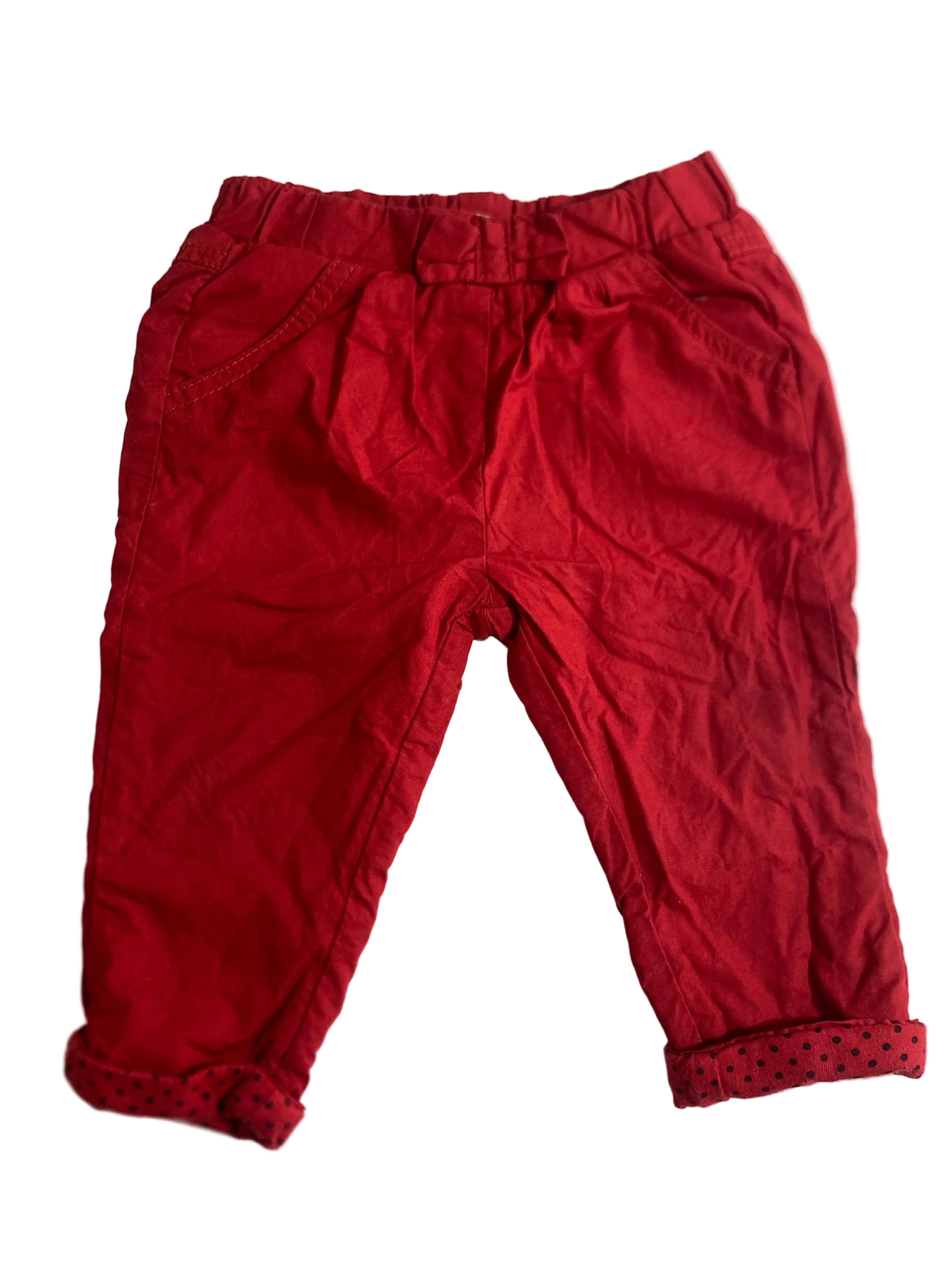 Pantalon coton rouge bébé fille