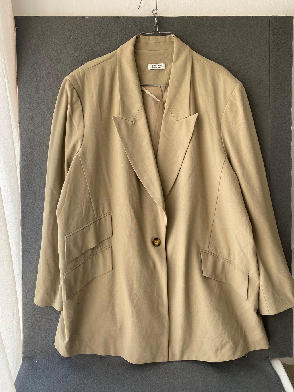 Blazer oversize beige à revers pointus