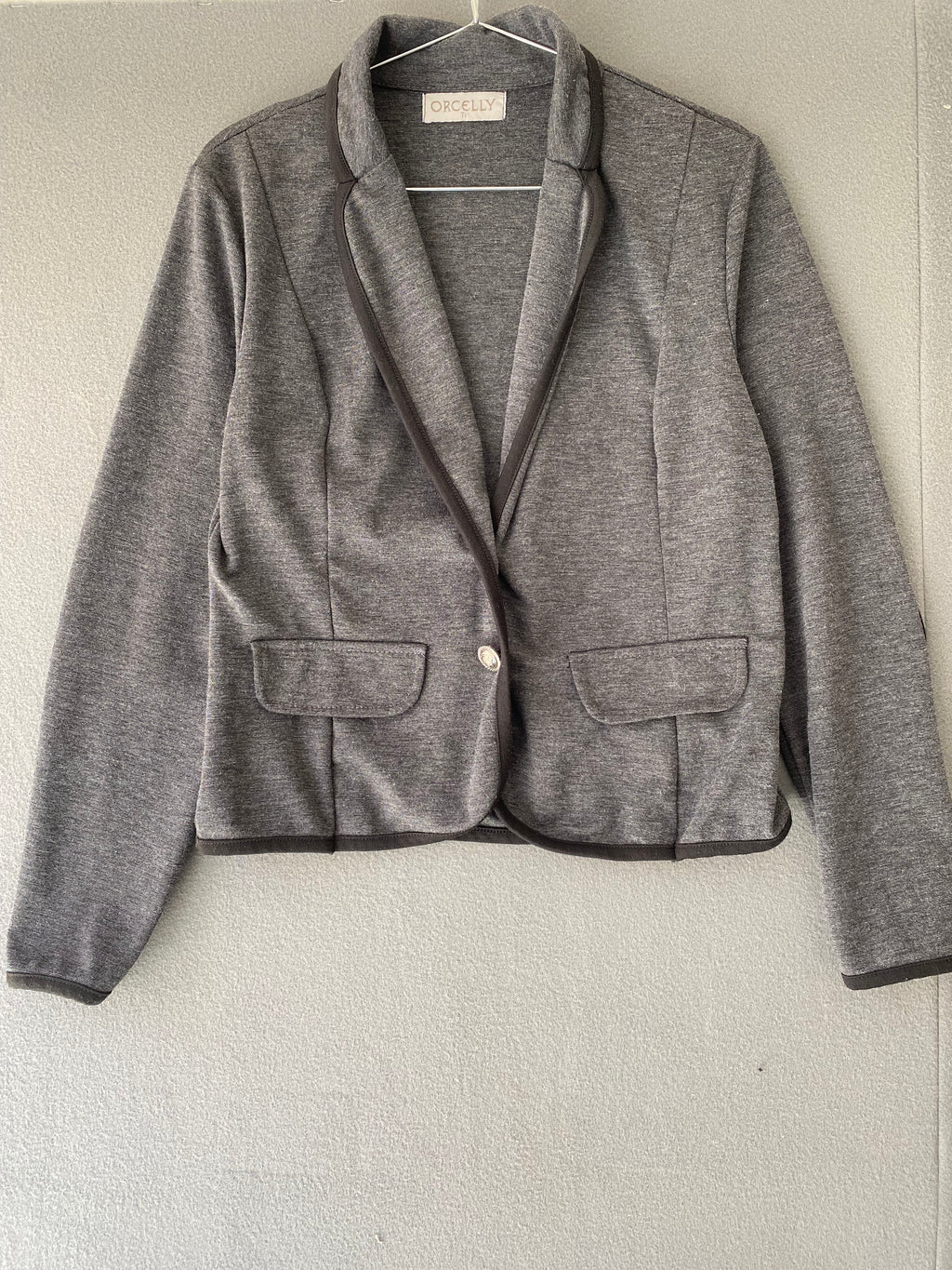 Blazer en jersey gris chiné liseré noir Orcelly