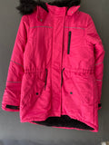 Parka rose fuchsia à capuche fausse fourrure, doublure sherpa