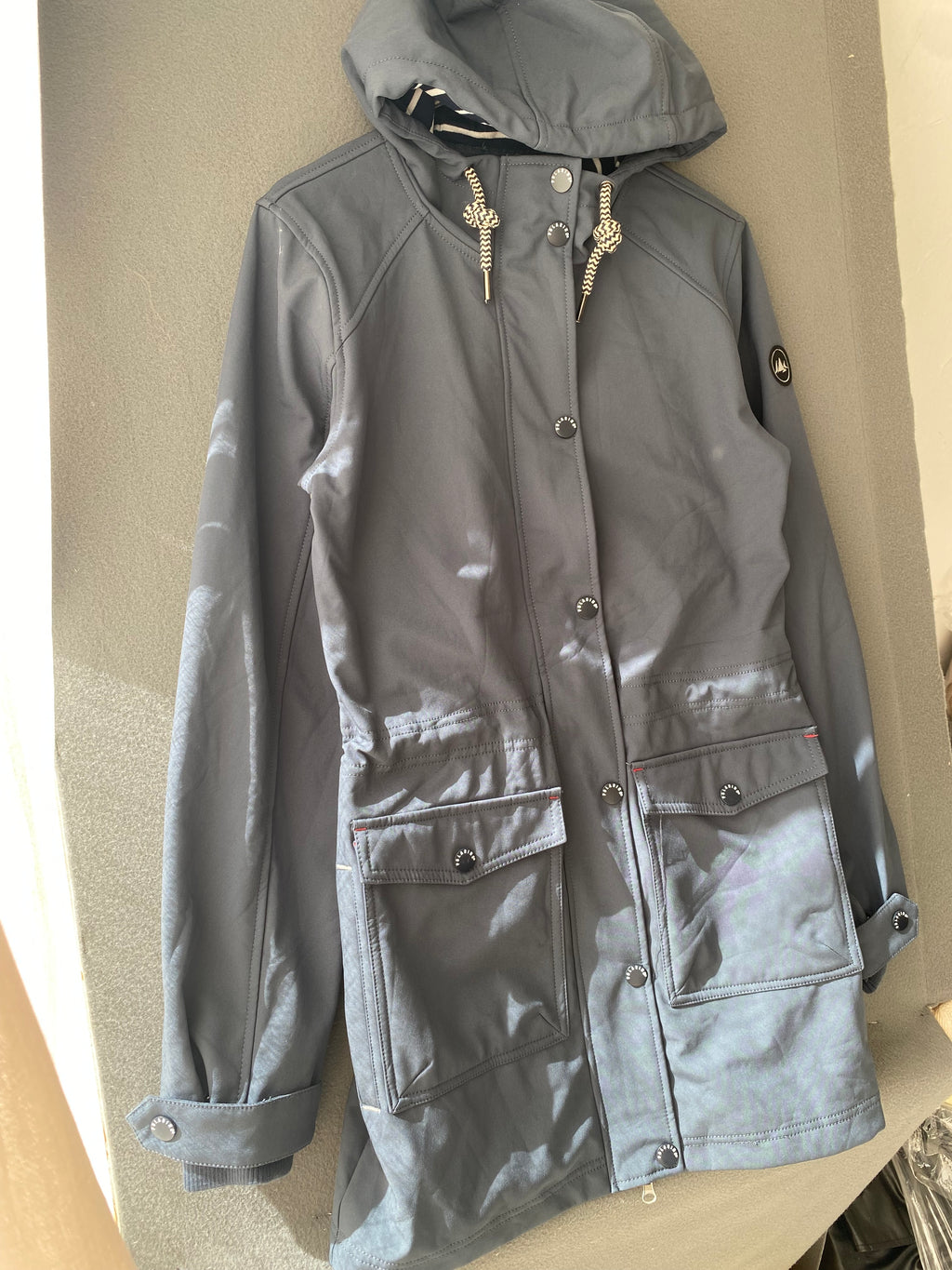 Parka softshell bleu marine à capuche