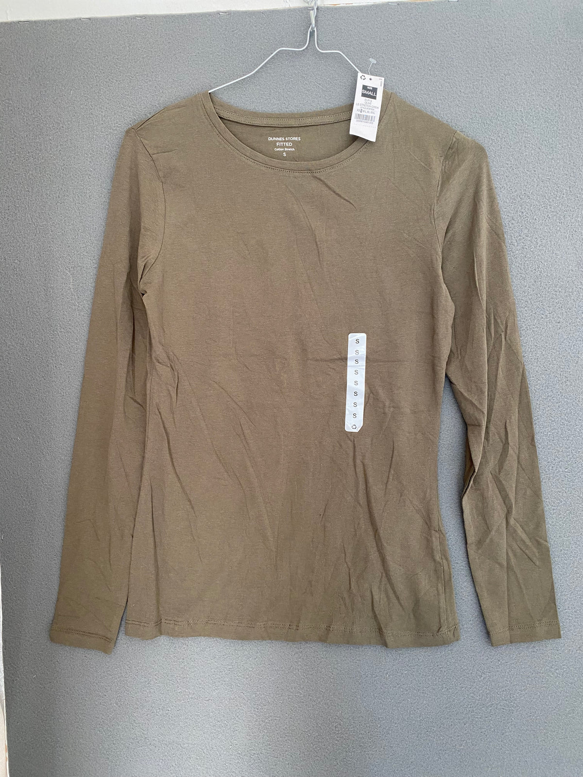 T-shirt manches longues kaki en coton stretch