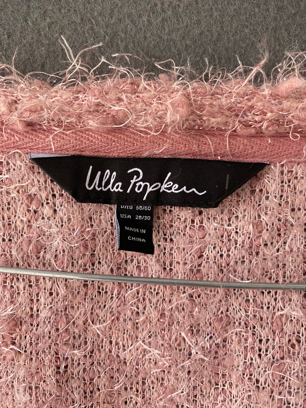 Gilet long en bouclette rose poudré