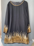 Robe South noire à sequins dorés