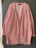 Gilet long en bouclette rose poudré
