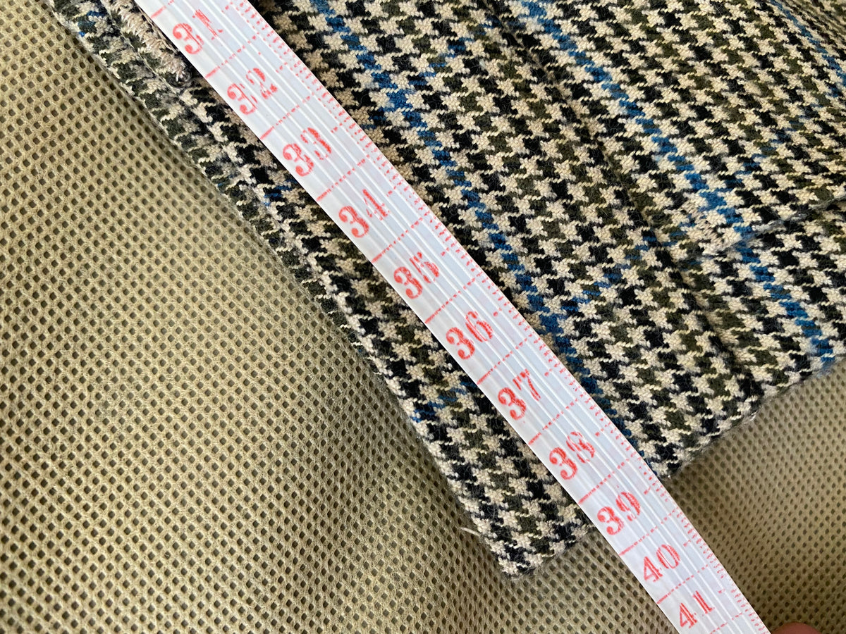 Pantalon carotte pied-de-poule marron et bleu