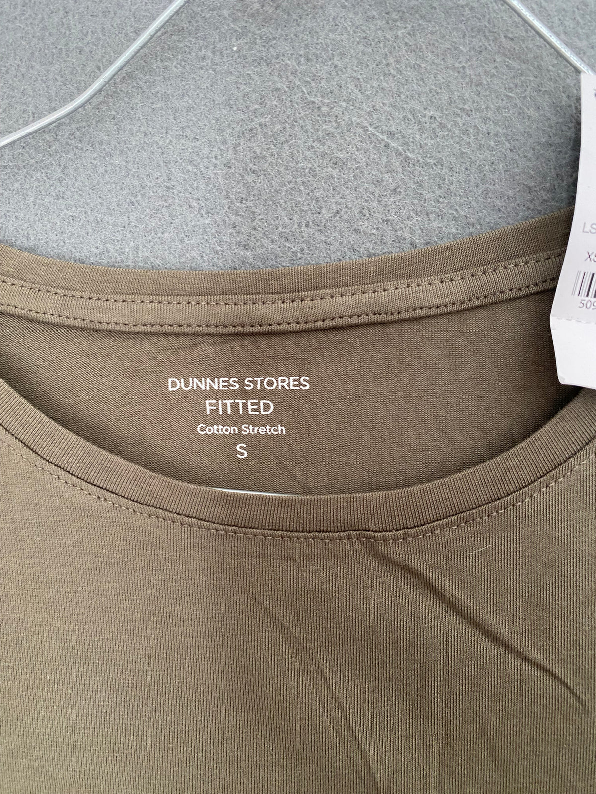 T-shirt manches longues kaki en coton stretch